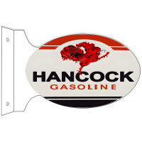 Hancock Gasoline Double Sided Flange Metal Sign - 12" x 18"
