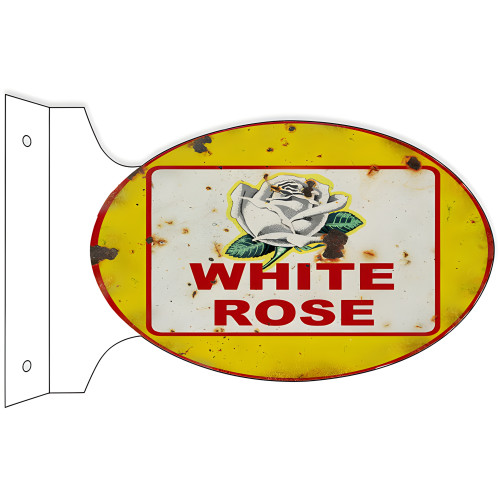 White Rose Dealer Double Sided Flange Metal Sign - 12" x 18"