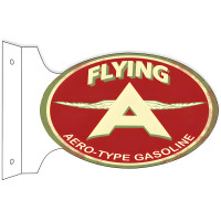 Flying A Aero-Type Gasoline Double Sided Flange Metal Sign - 12" x 18"