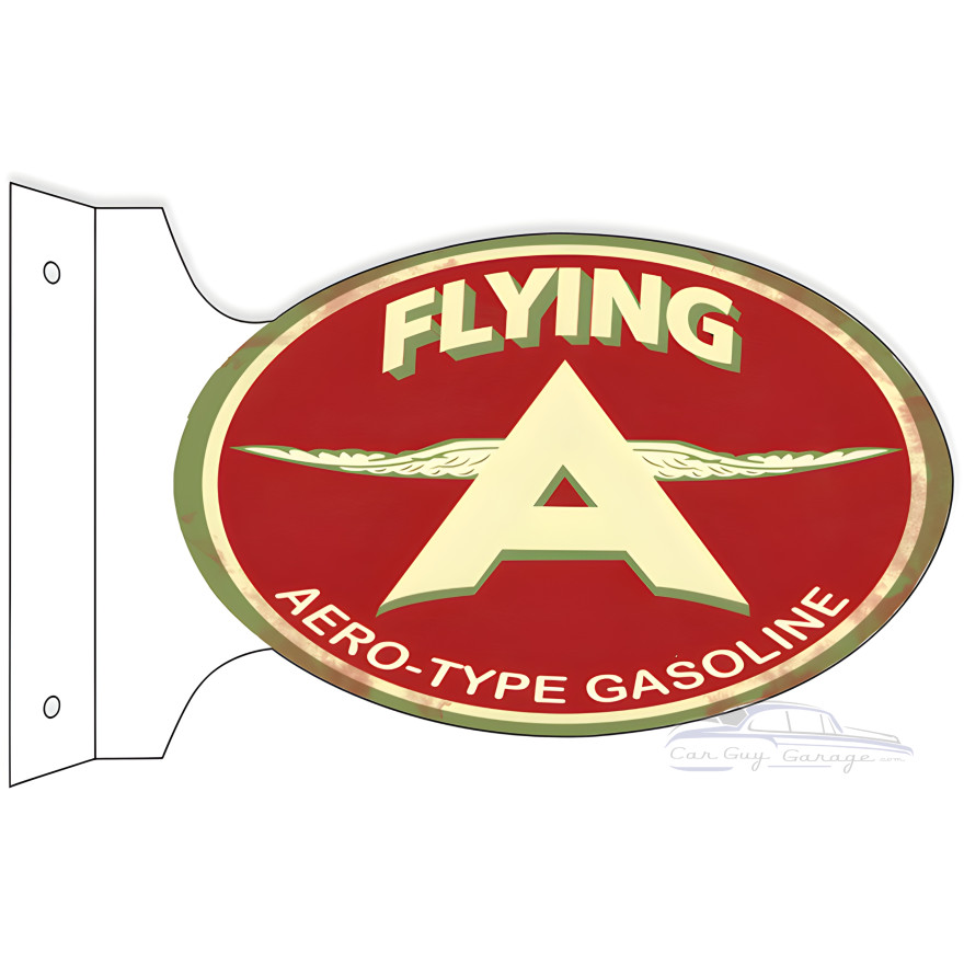 Flying A Aero-Type Gasoline Double Sided Flange Metal Sign - 12" x 18" Flying A Aero-Type Gasoline Double Sided Flange Metal Sign - 12" x 18"
