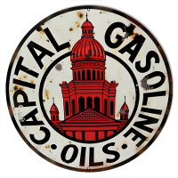 Capital Gasoline Oils Motor Oil Metal Sign - 18" Round