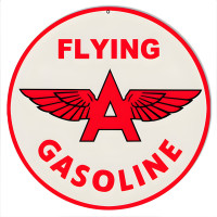 Flying A Gasoline Motor Oil Metal Sign - 14" Round