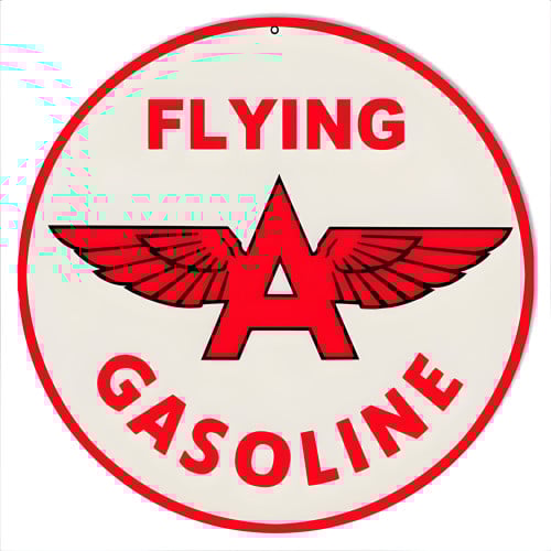 Flying A Gasoline Motor Oil Metal Sign - 14" Round
