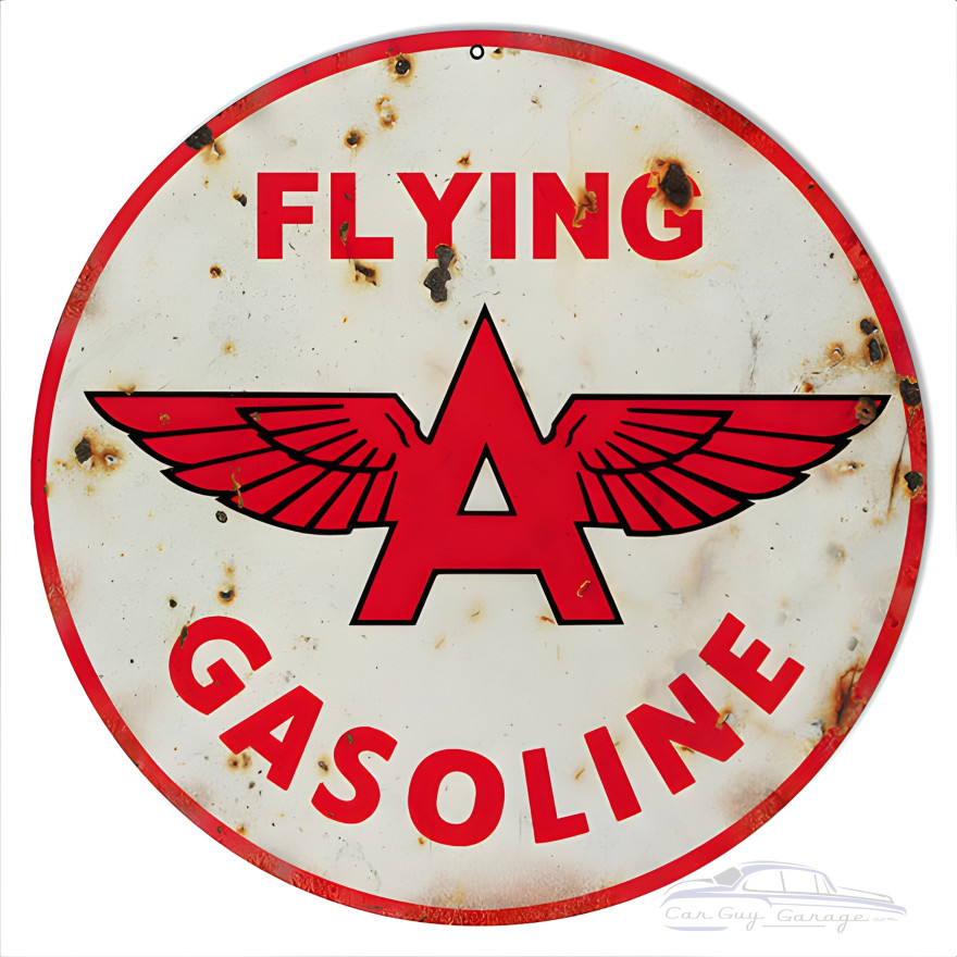 Flying A Gasoline Motor Oil Metal Sign - 14" Round Flying A Gasoline Motor Oil Metal Sign - 14" Round