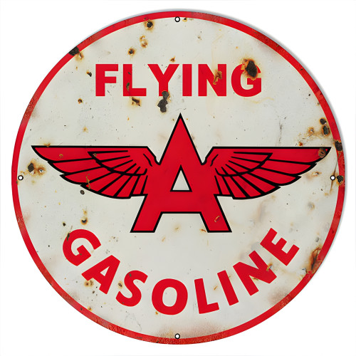 Flying A Gasoline Motor Oil Metal Sign - 30" Round