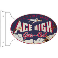 Northwest Ace High Gas Motor Oil Flange Metal Sign - 12" x 18"