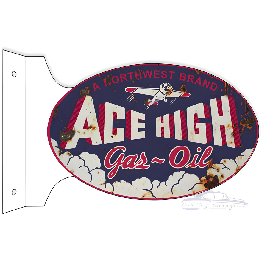 Northwest Ace High Gas Motor Oil Flange Metal Sign - 12" x 18" Northwest Ace High Gas Motor Oil Flange Metal Sign - 12" x 18"