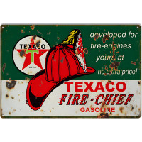Developed For Fire Engines Texaco Motor Oil Metal Sign - 12" x 18"