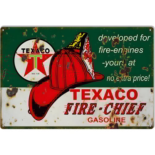 Developed For Fire Engines Texaco Motor Oil Metal Sign - 12" x 18"