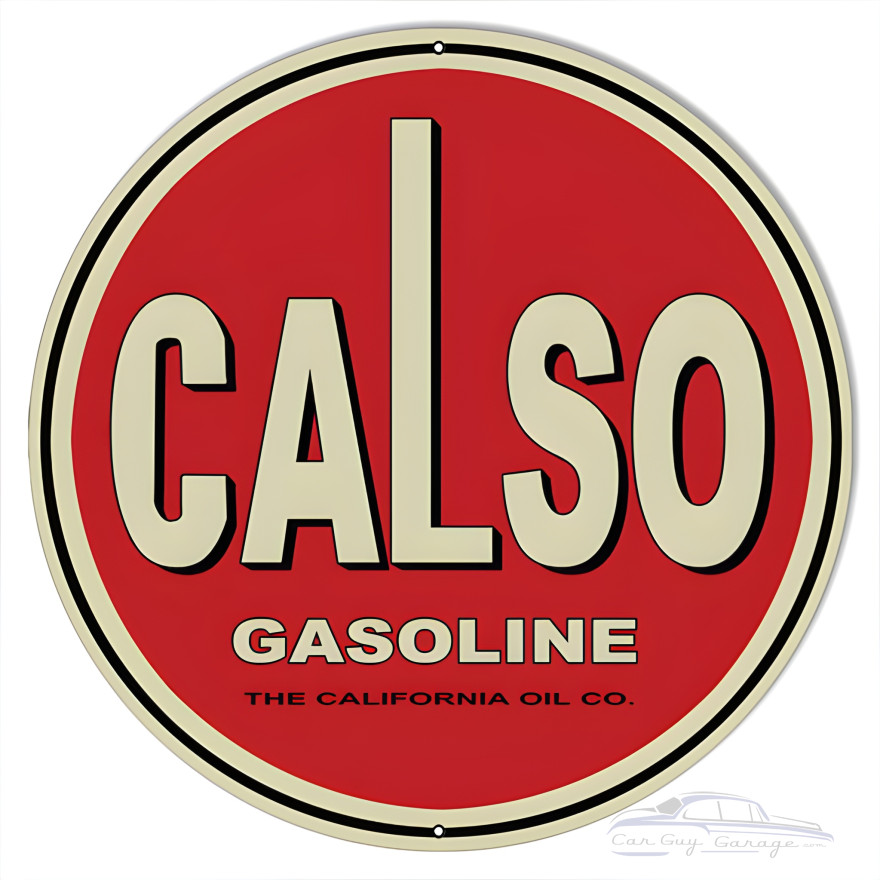 Calso Gasoline Motor Oil Metal Sign - 18" Round Calso Gasoline Motor Oil Metal Sign - 18" Round