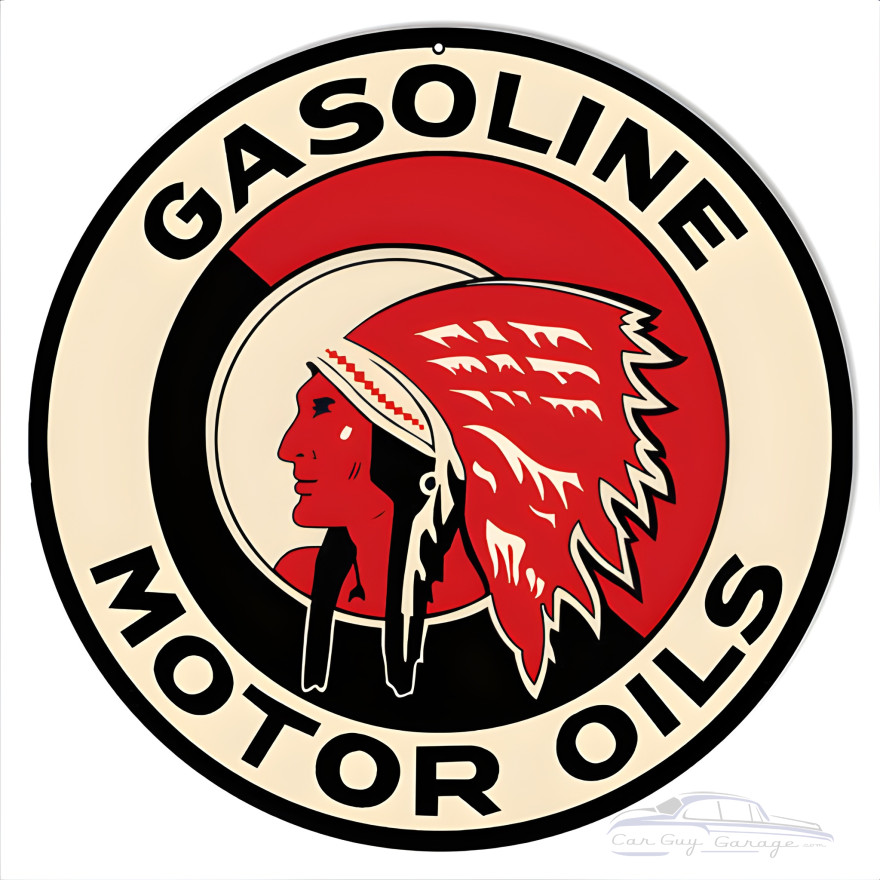 Indian Gasoline Motor Oils Metal Sign - 14" Round Indian Gasoline Motor Oils Metal Sign - 14" Round