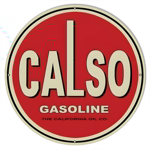 Calso Gasoline Motor Oil Metal Sign - 30" Round