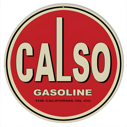 Calso Gasoline Motor Oil Metal Sign - 14" Round