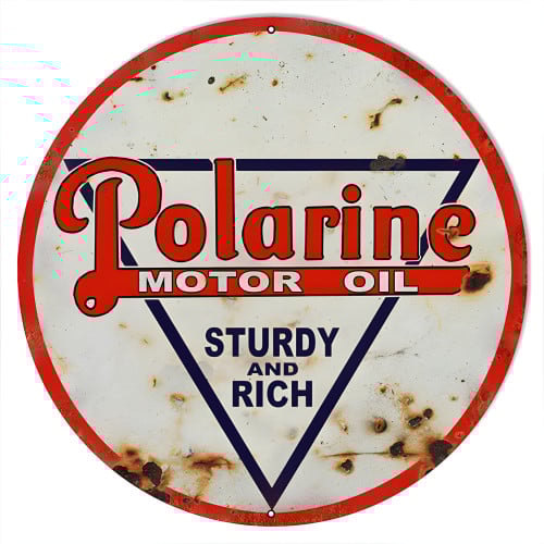Polarine Sturdy And Rich Motor Oil Metal Sign - 24" Round