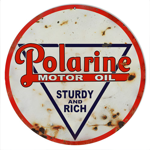 Polarine Sturdy And Rich Motor Oil Metal Sign - 14" Round