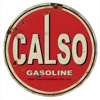 Calso Gasoline Motor Oil Metal Sign - 14" Round