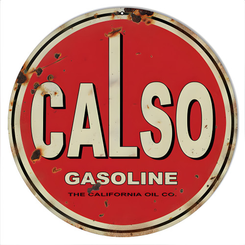 Calso Gasoline Motor Oil Metal Sign - 14" Round