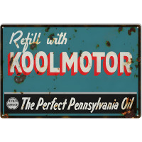 Refill With Koolmotors Motor Oil Metal Sign - 12" x 18"