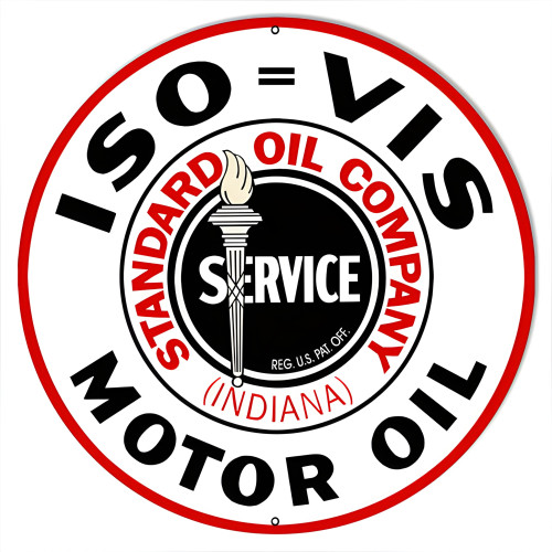 Extra Large ISO VIS Standard Motor Oil Metal Sign - 24" Round