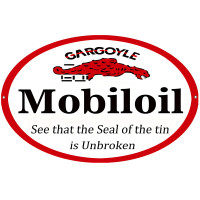 Large Gargoyle Seal of Tin Unbroken Motor Oil Metal Sign - 11" x 18"