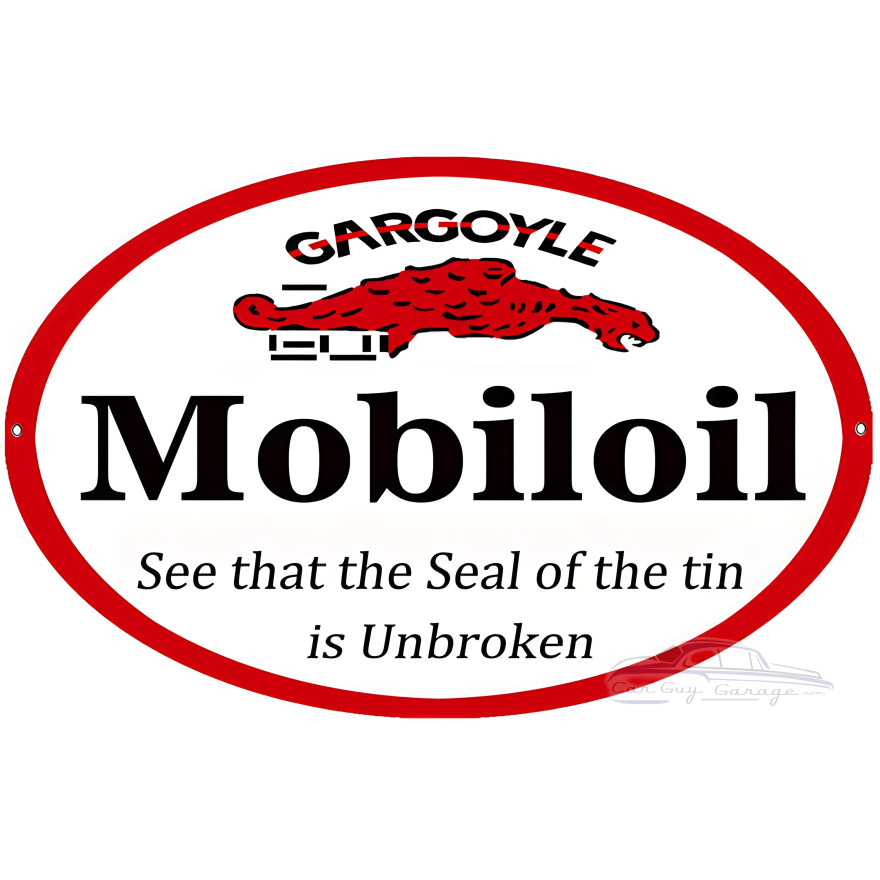Large Gargoyle Seal of Tin Unbroken Motor Oil Metal Sign - 11" x 18" Large Gargoyle Seal of Tin Unbroken Motor Oil Metal Sign - 11" x 18"