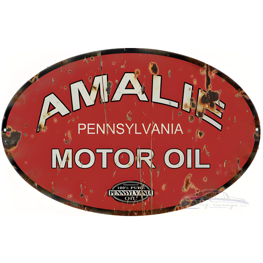 Amalie Motor Oil Oval Metal Sign - 9" x 14" Amalie Motor Oil Oval Metal Sign - 9" x 14"
