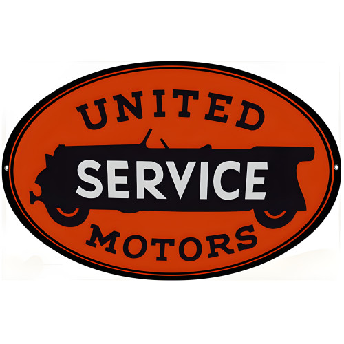 United Service Motors Gas Station Metal Sign - 9" x 14"