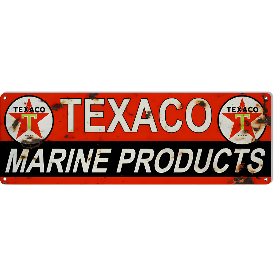 Texaco Marine Products Motor Oil Metal Sign - 6" x 18" Texaco Marine Products Motor Oil Metal Sign - 6" x 18"