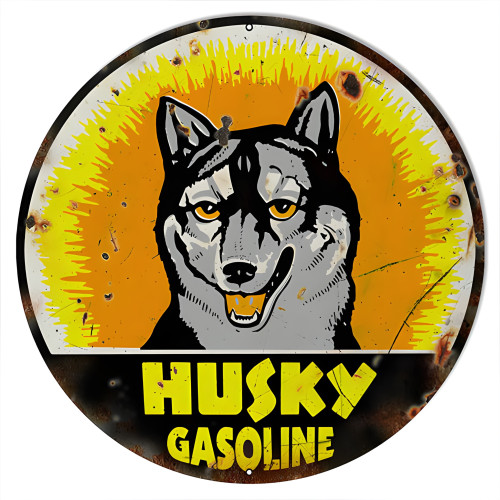 Husky Gasoline Metal Sign - 18" Round