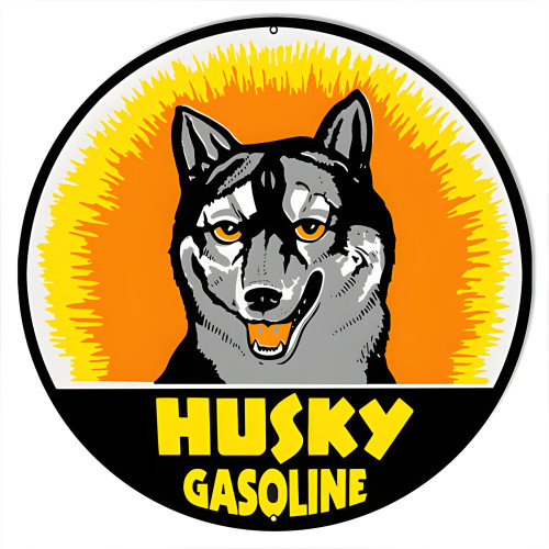 Husky Gasoline Metal Sign - 24" Round