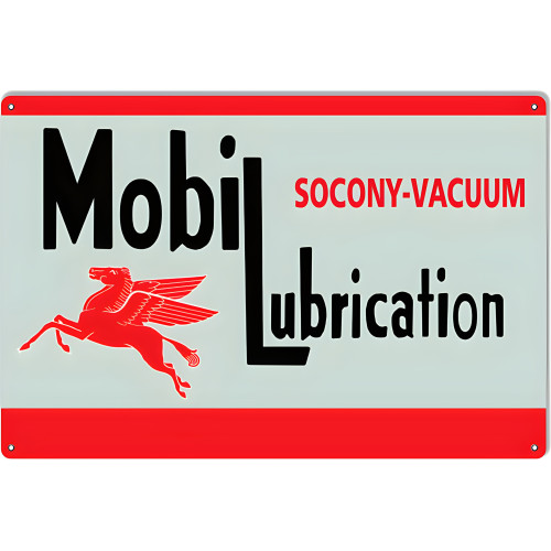 Mobil Lubrication Socony Vacuum Motor Oil Metal Sign - 12" x 18"
