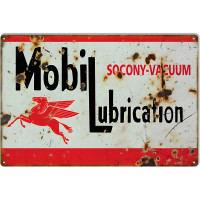 Socony Vacuum Mobil Lubrication Motor Oil Metal Sign - 12" x 18"