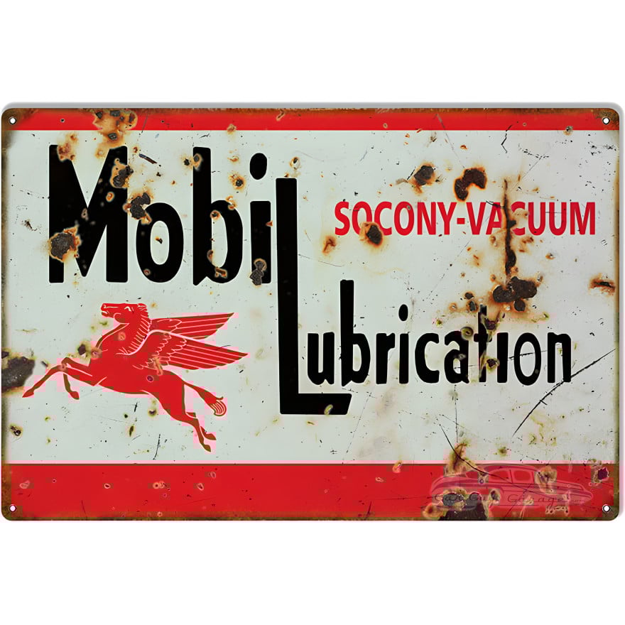 Socony Vacuum Mobil Lubrication Motor Oil Metal Sign - 12" x 18" Socony Vacuum Mobil Lubrication Motor Oil Metal Sign - 12" x 18"