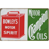 Bowleys Champion Motor Oil Metal Sign - 12" x 18"