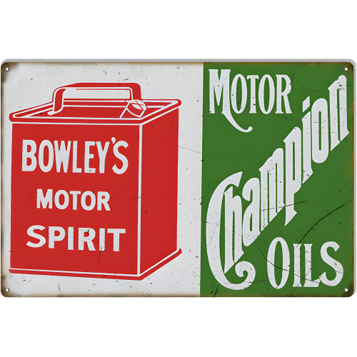 Bowleys Champion Motor Oil Metal Sign - 12" x 18"