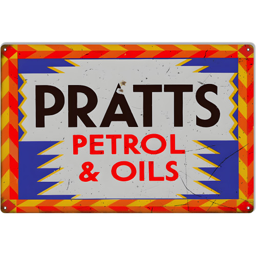 Pratts Petrol & Oils Metal Sign - 12" x 18"