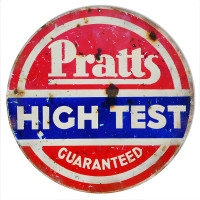 Pratts High Test Motor Oil Metal Sign - 24" Round