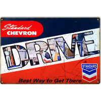 Chevron Standard Drive Motor Oil Metal Sign - 12" x 18"