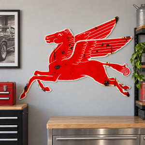 Mobil Pegasus Flying Horse Metal Sign - 35.5" x 25.75"