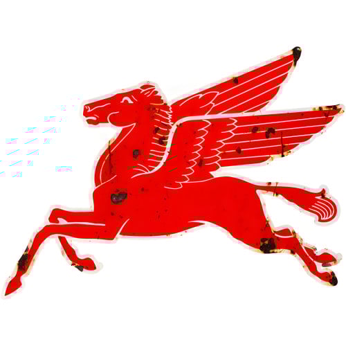 Mobil Pegasus Flying Horse Metal Sign - 35.5" x 25.75"