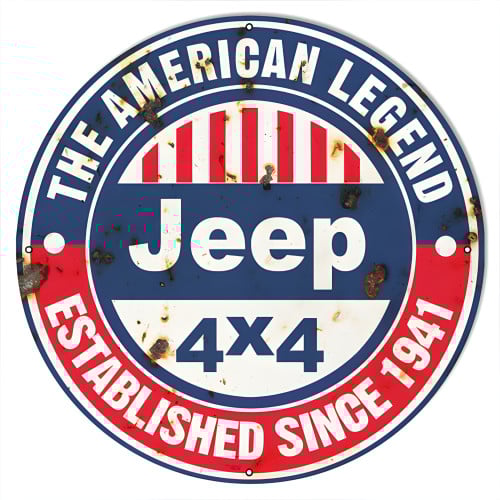 American Legend Since 1941 Jeep Metal Sign - 30" Round