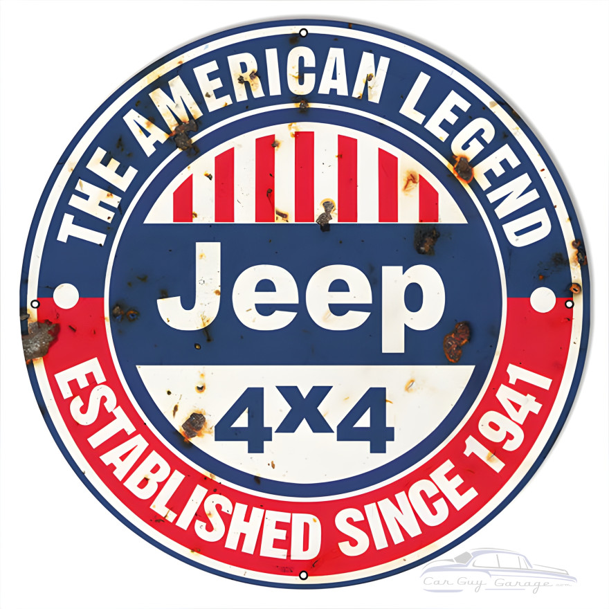 American Legend Since 1941 Jeep Metal Sign - 30" Round American Legend Since 1941 Jeep Metal Sign - 30" Round