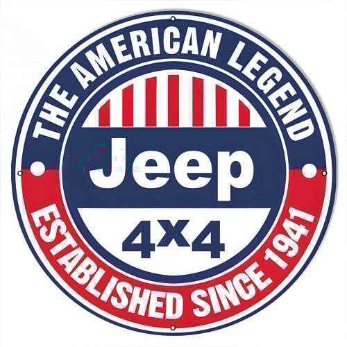 American Legend Since 1941 Jeep Metal Sign - 24" Round