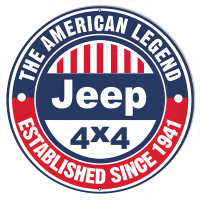 American Legend 1941 Jeep Metal Sign - 18" Round