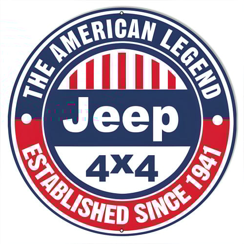 American Legend 1941 Jeep Metal Sign - 18" Round