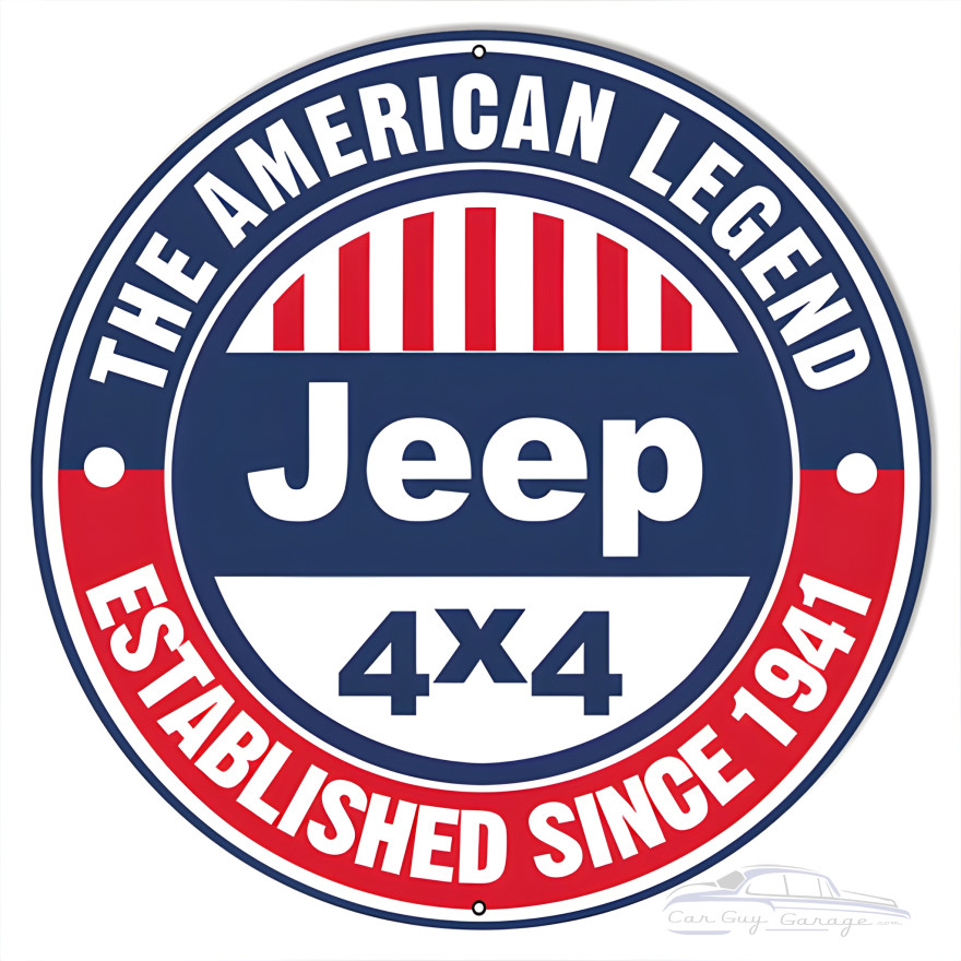 American Legend 1941 Jeep Metal Sign - 18" Round American Legend 1941 Jeep Metal Sign - 18" Round
