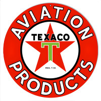 Aviation Texaco Products Gas Station Metal Sign - 14" Round