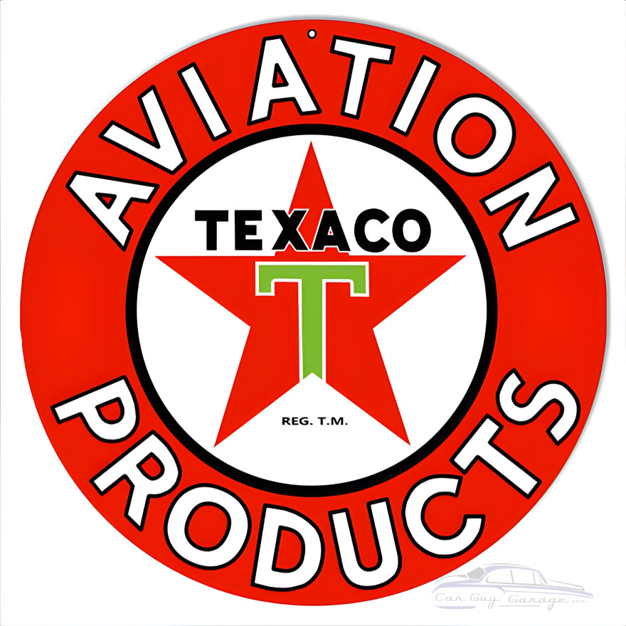 Aviation Texaco Products Gas Station Metal Sign - 14" Round