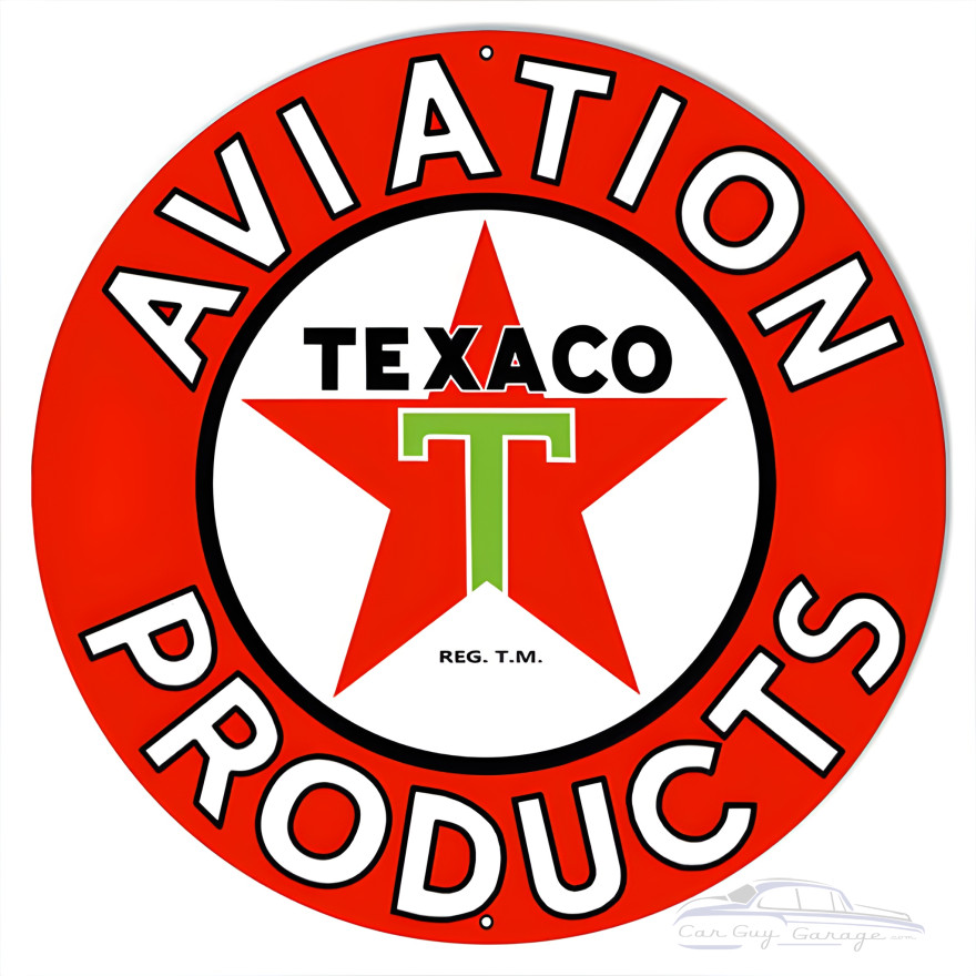 Texaco Aviation Products Metal Sign - 18" Round Texaco Aviation Products Metal Sign - 18" Round