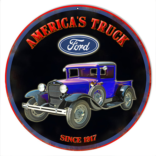 Ford America's Truck 1917 Garage Shop Metal Sign - 14" Round